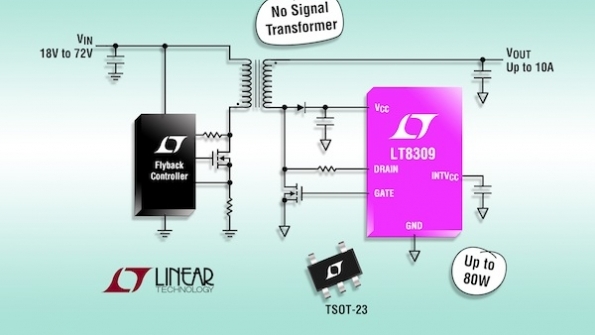Flyback Synchronous Rectifier Driver Provides 10 A Output Current