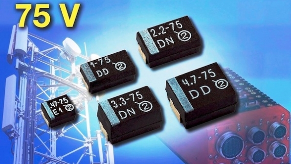 Solid Tantalum SMD Chip Capacitors Are Rated 75 V